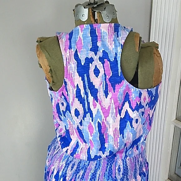 LILLY PULITZER PREPPY 100% COTTON SMOCKED WAIST NAVAJO PRINT  DRESS WOMANS S. - Picture 5 of 6